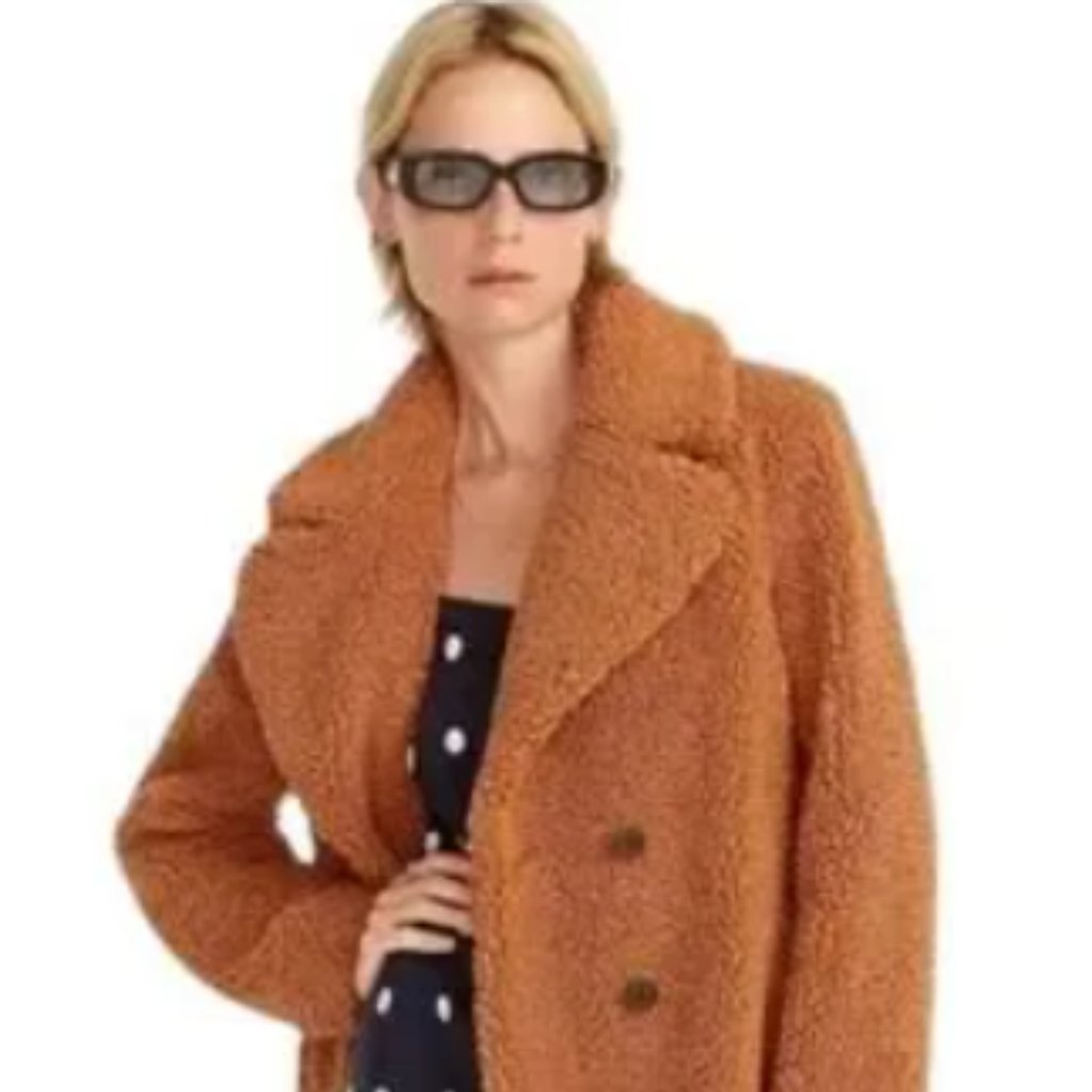 J.Crew Double-Breasted Teddy Sherpa Topcoat Nwt Pxs